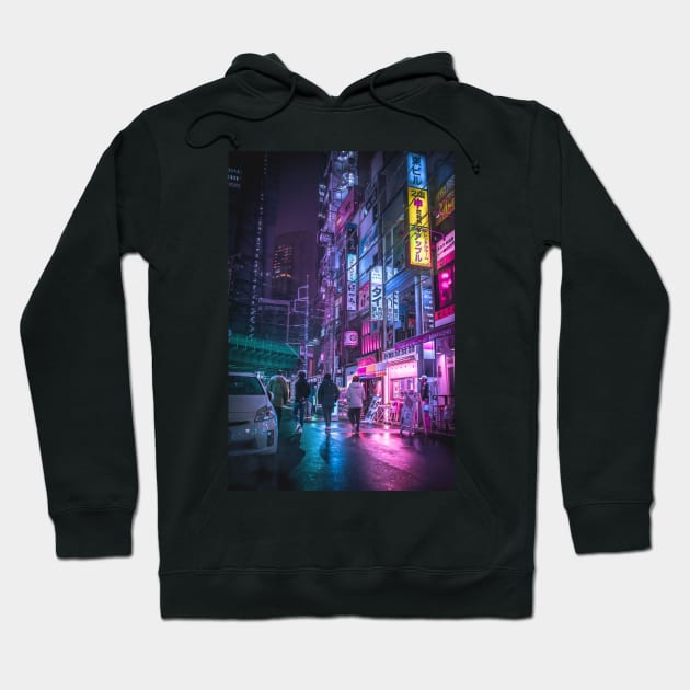 Cyberpunk Anime Aesthetic in Tokyo Japan Hoodie by TokyoLuv